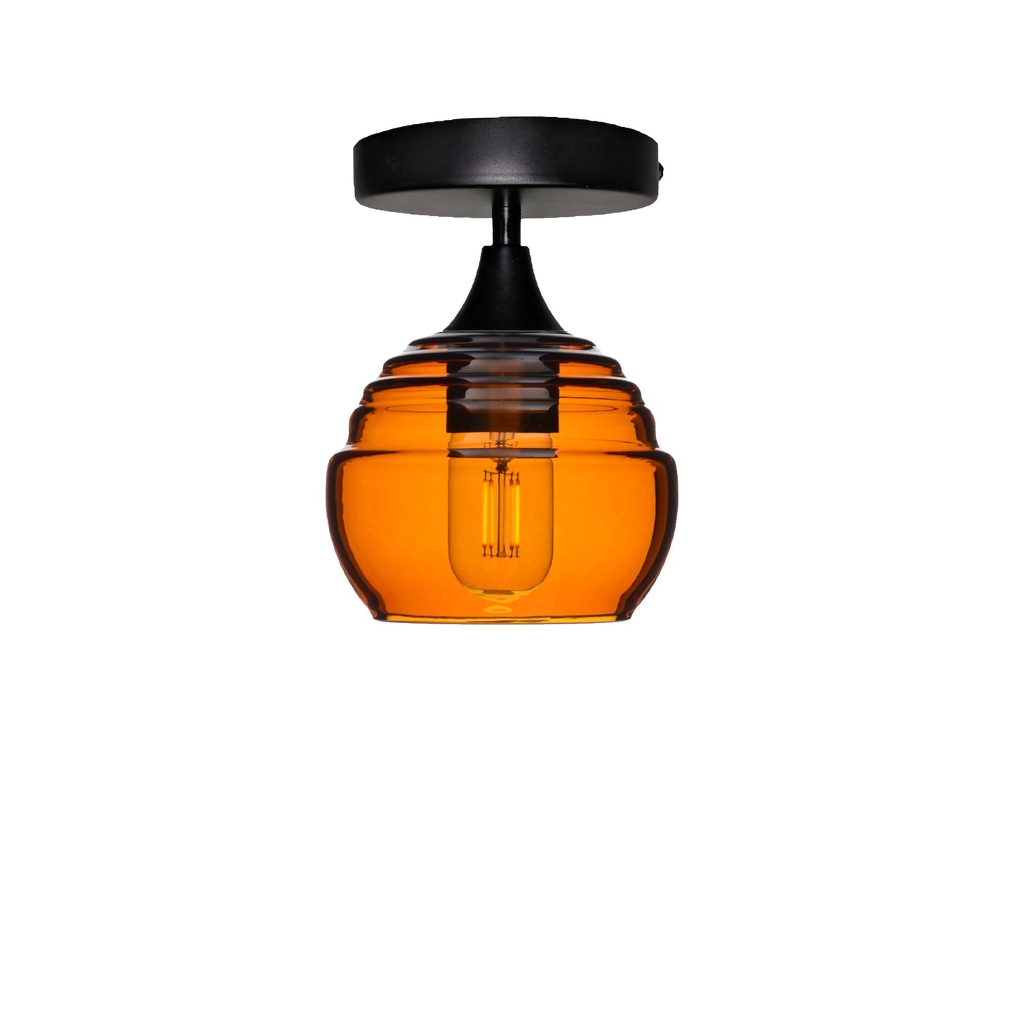 301 Semi-Flush-Glass-Bicycle Glass Co - Hotshop-Golden Amber-Matte Black-Bicycle Glass Co