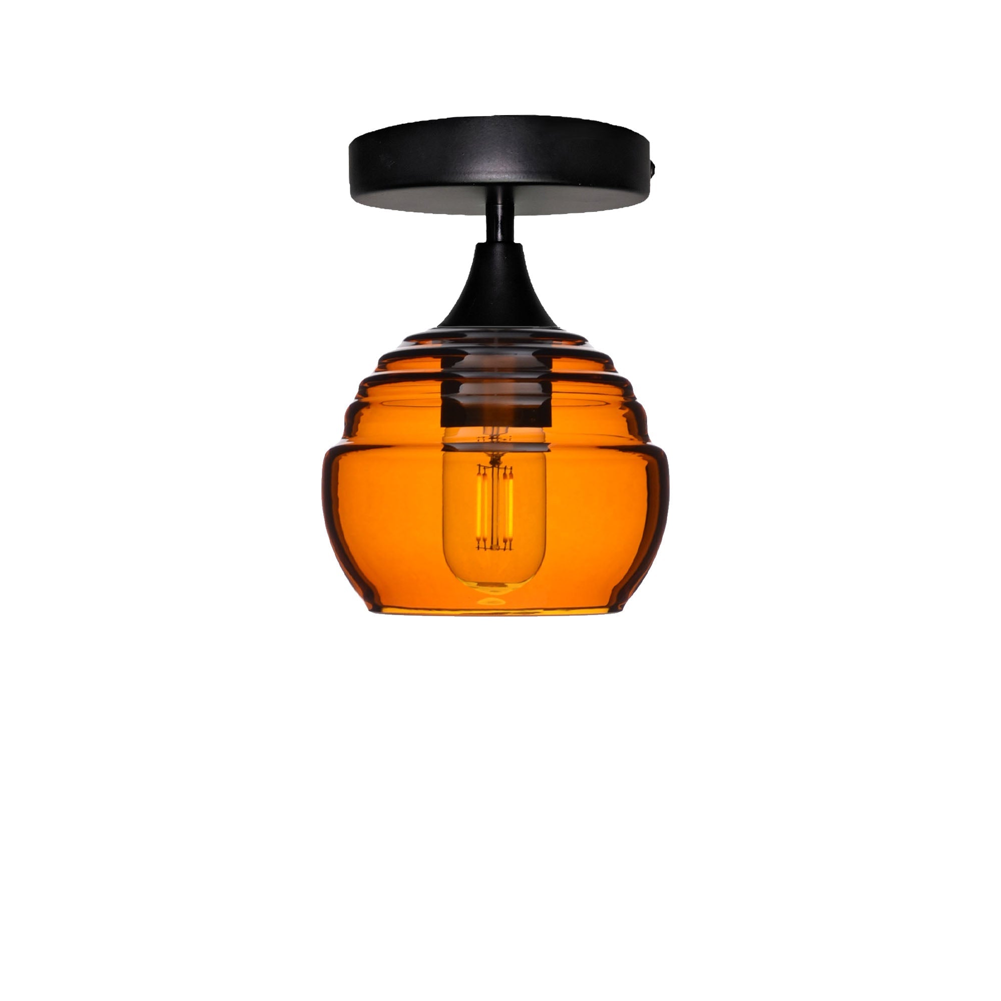 301 Semi-Flush-Glass-Bicycle Glass Co - Hotshop-Golden Amber-Matte Black-Bicycle Glass Co