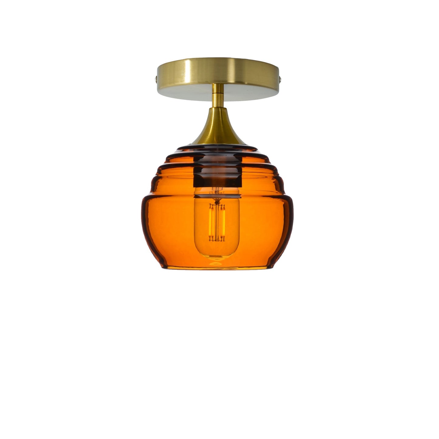 301 Semi-Flush-Glass-Bicycle Glass Co - Hotshop-Golden Amber-Polished Brass-Bicycle Glass Co