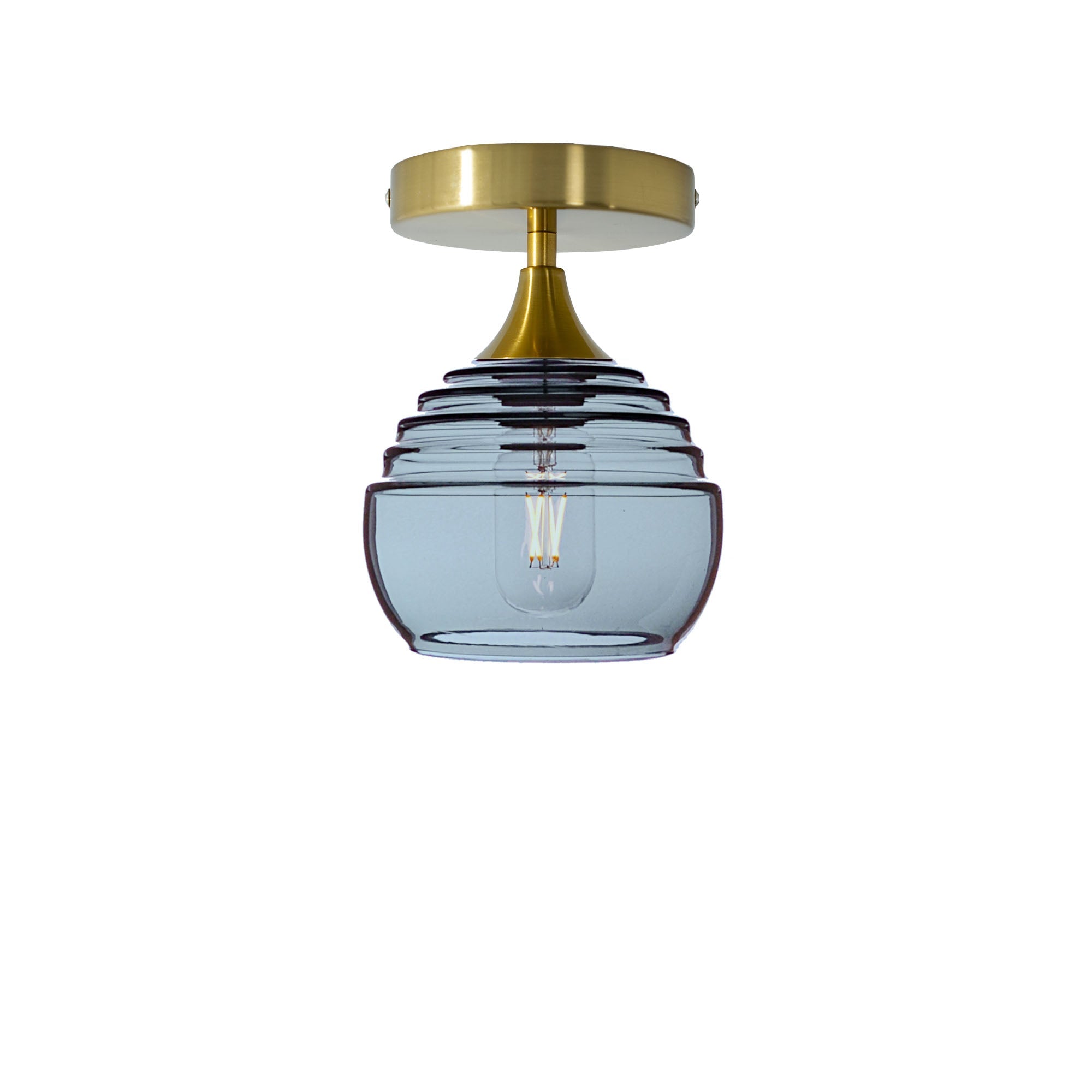301 Semi-Flush-Glass-Bicycle Glass Co - Hotshop-Slate Gray-Polished Brass-Bicycle Glass Co