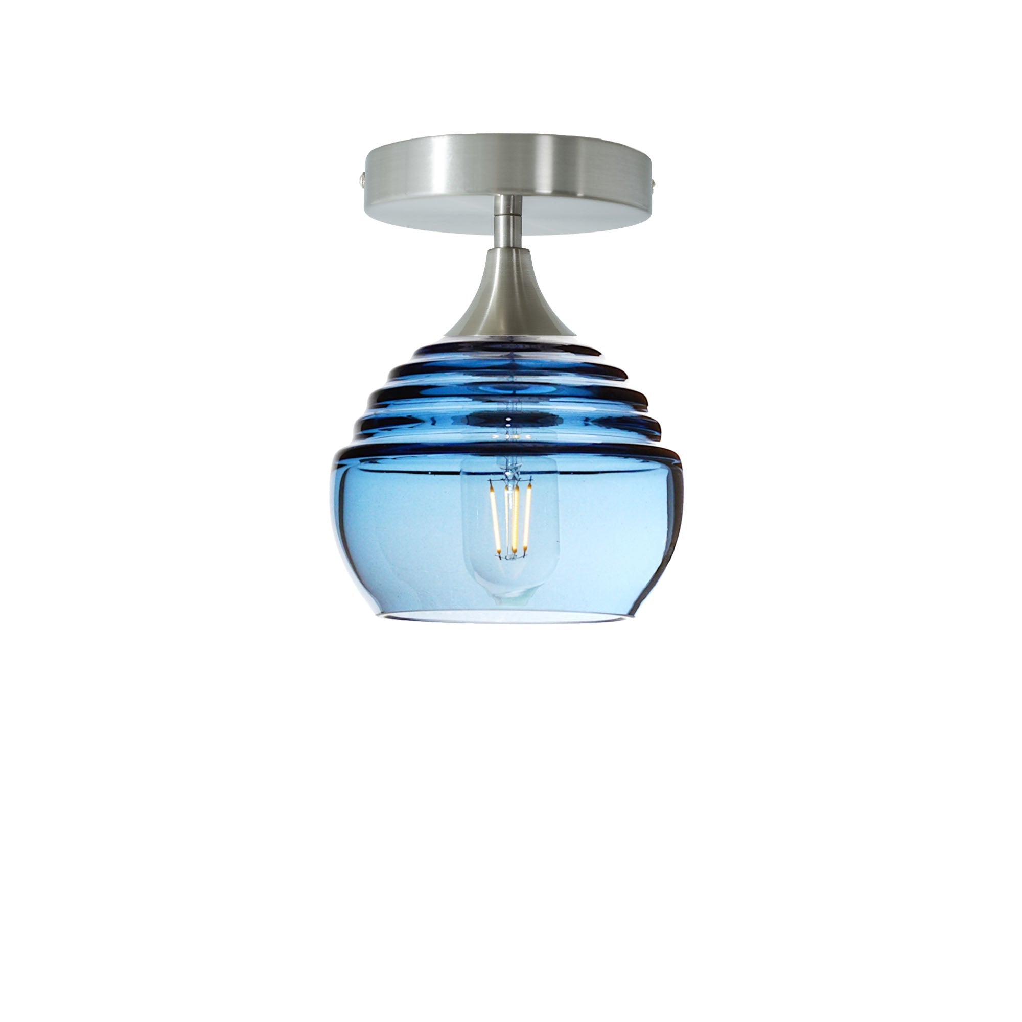 301 Semi-Flush-Glass-Bicycle Glass Co - Hotshop-Steel Blue-Brushed Nickel-Bicycle Glass Co