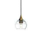 301 Single Pendant Light-Bicycle Glass Co-Polished Brass 15ft Cord + Track Mount-Lucent-Eco Clear-Bicycle Glass Co