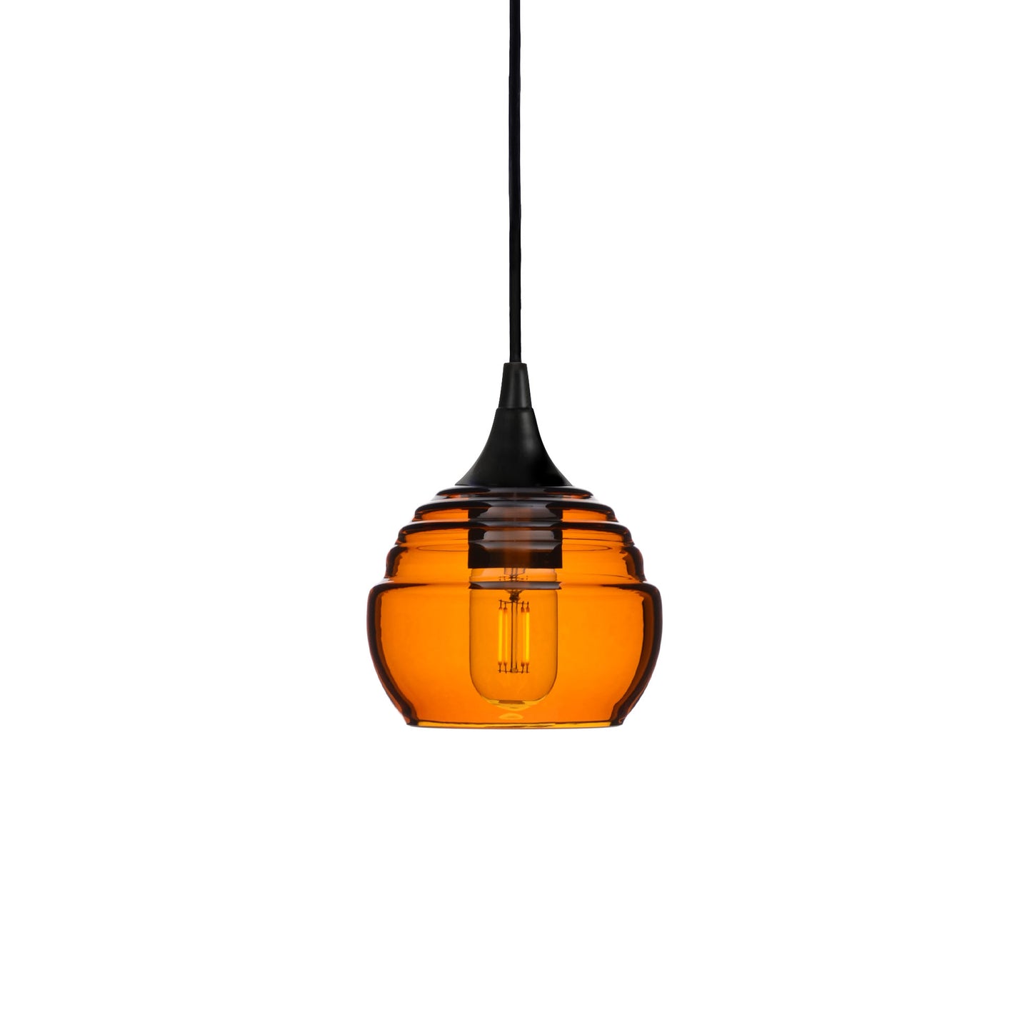301 Single Pendant Light-Bicycle Glass Co-Matte Black 15ft Cord + Track Mount-Lucent-Golden Amber-Bicycle Glass Co
