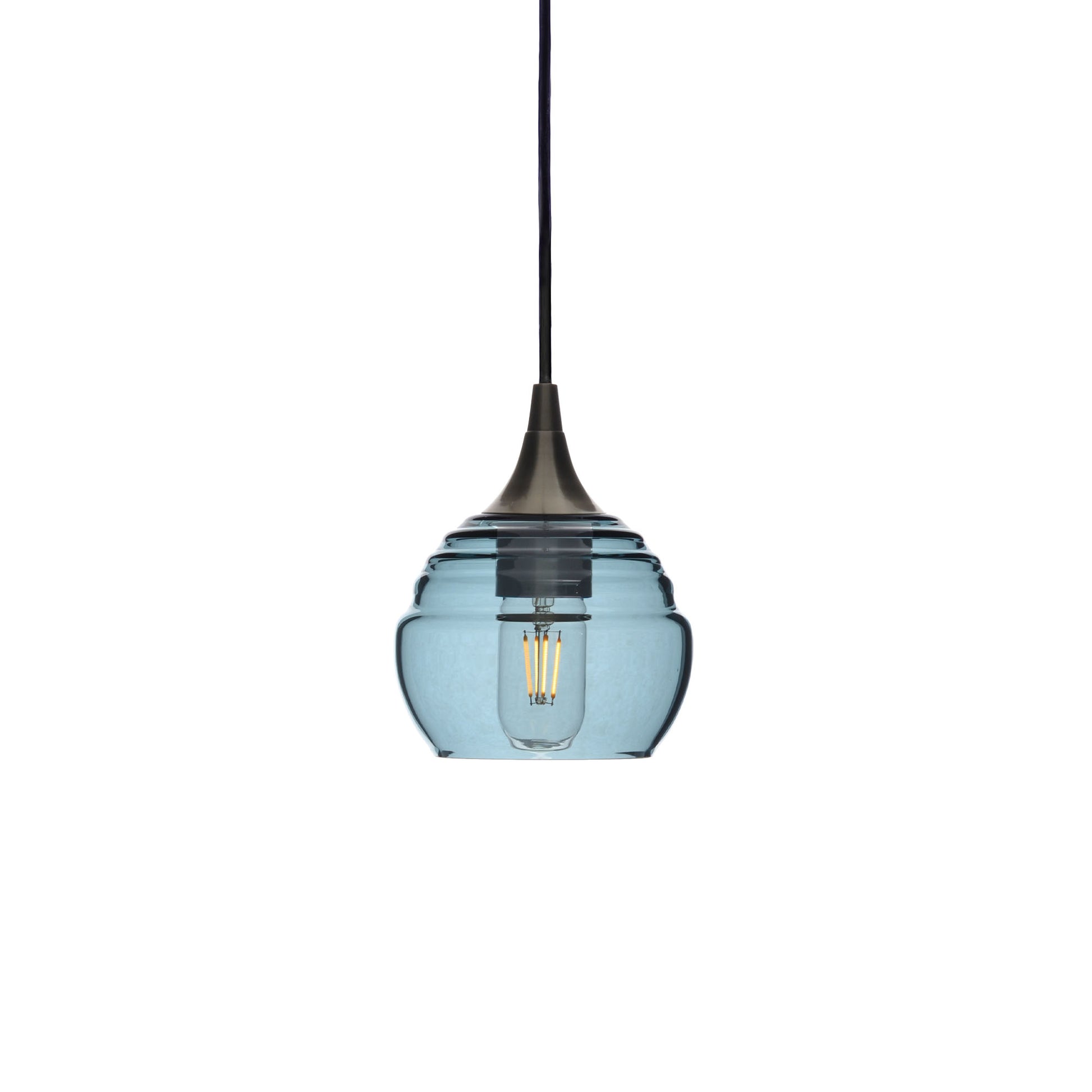 301 Single Pendant Light-Bicycle Glass Co-Antique Bronze 15ft Cord + Track Mount-Lucent-Slate Gray-Bicycle Glass Co