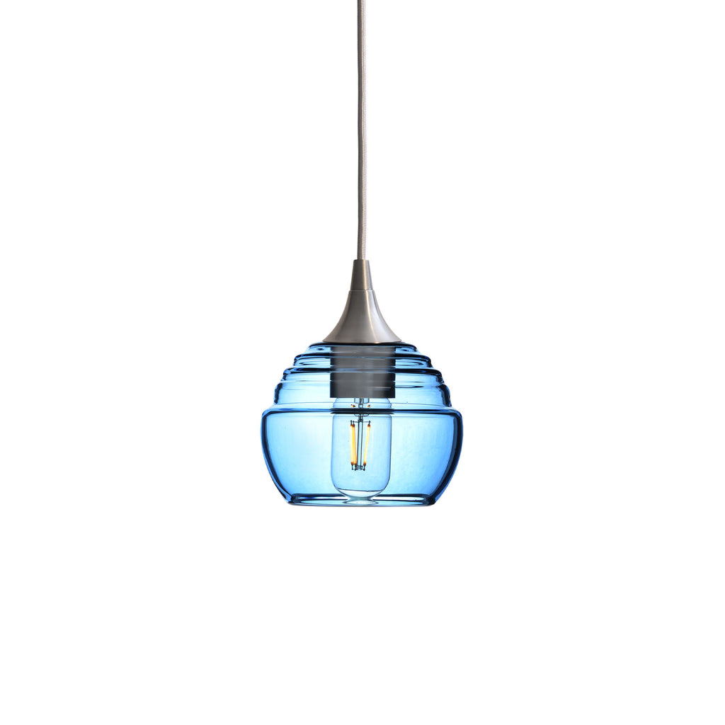 301 Single Pendant Light-Bicycle Glass Co-Brushed Nickel - 4ft Cord-Lucent-Steel Blue-Bicycle Glass Co