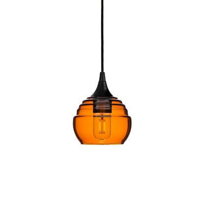 301 Single Pendant Light-Bicycle Glass Co-Matte Black - 8ft Cord-Lucent-Golden Amber-Bicycle Glass Co