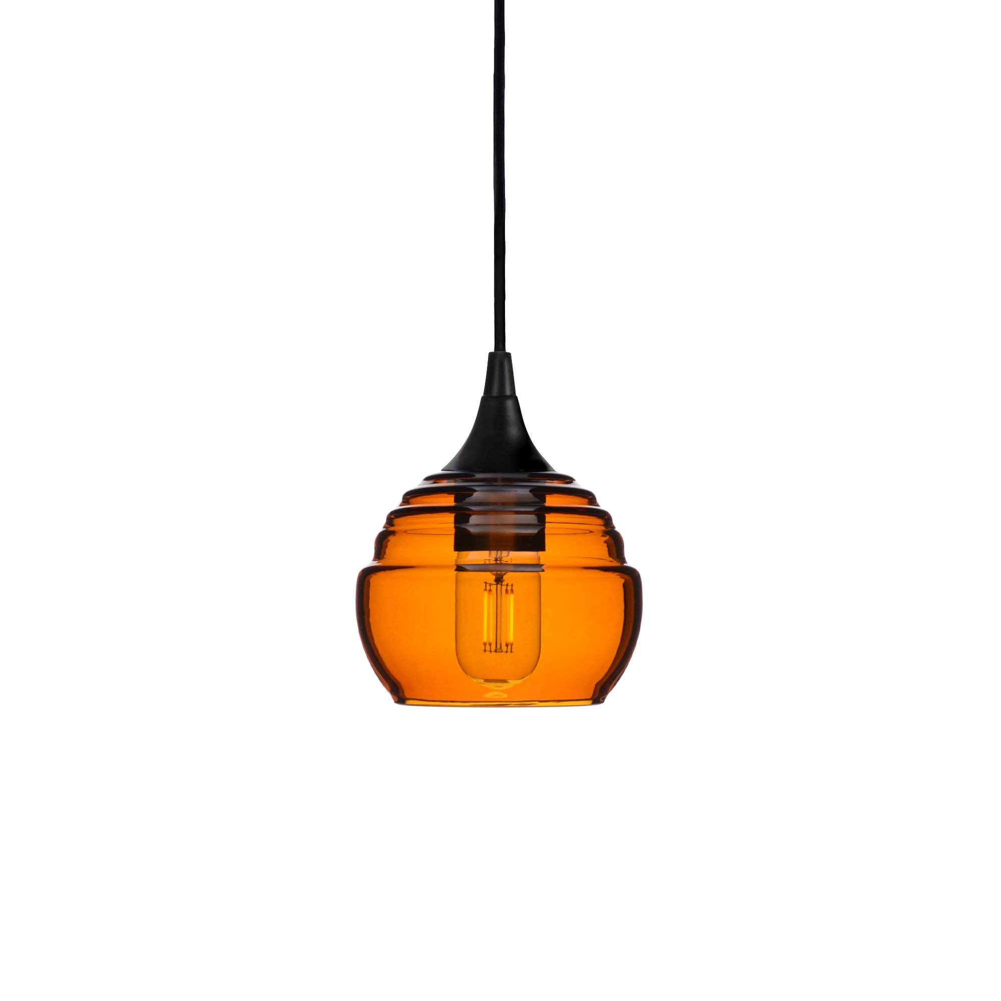 301 Single Pendant Light-Bicycle Glass Co-Matte Black - 8ft Cord-Lucent-Golden Amber-Bicycle Glass Co