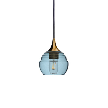 301 Single Pendant Light-Bicycle Glass Co-Polished Brass 15ft Cord + Track Mount-Lucent-Slate Gray-Bicycle Glass Co