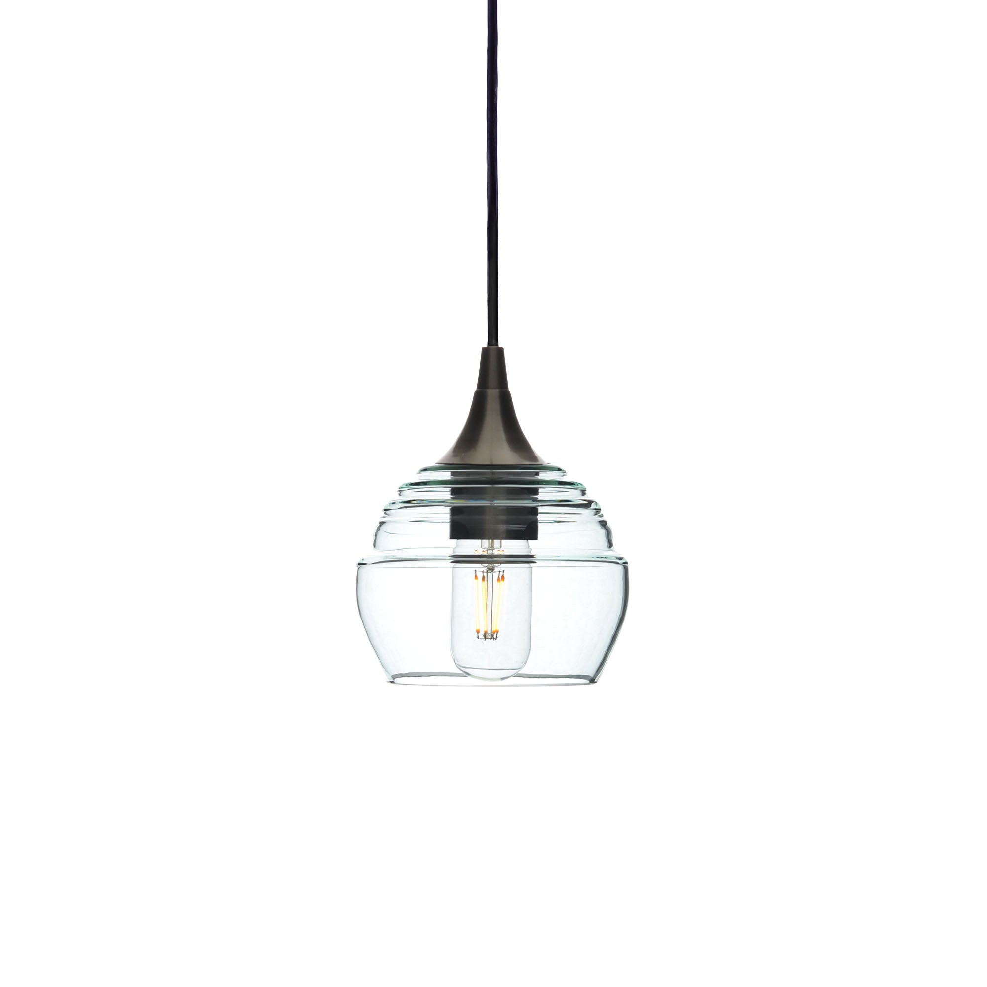 301 Single Pendant Light-Bicycle Glass Co-Antique Bronze - 4ft Cord-Eco Clear-Bicycle Glass Co