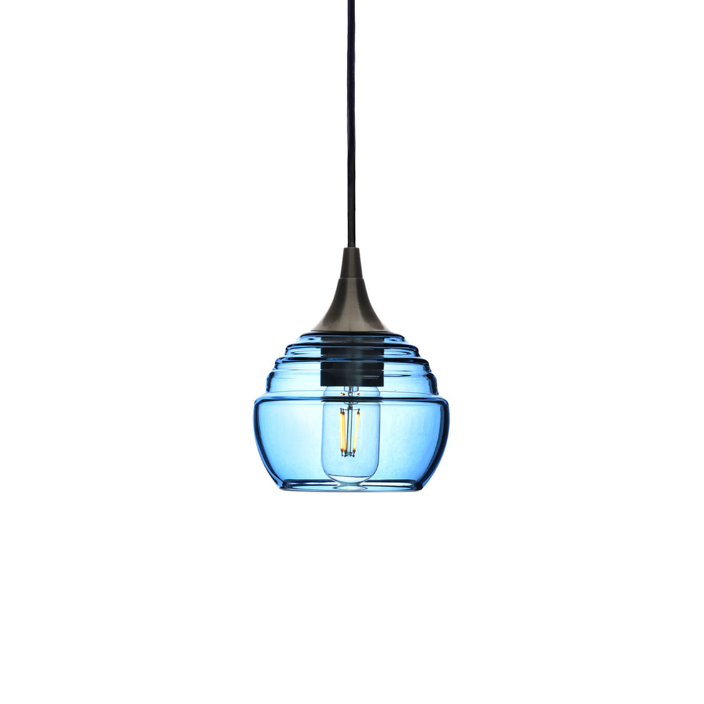 301 Single Pendant Light-Bicycle Glass Co-Antique Bronze - 4ft Cord-Steel Blue-Bicycle Glass Co