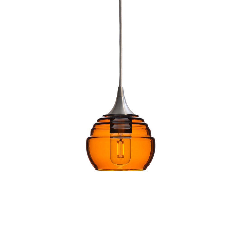 301 Single Pendant Light – Brushed Nickel - 8ft Cord / Golden Amber