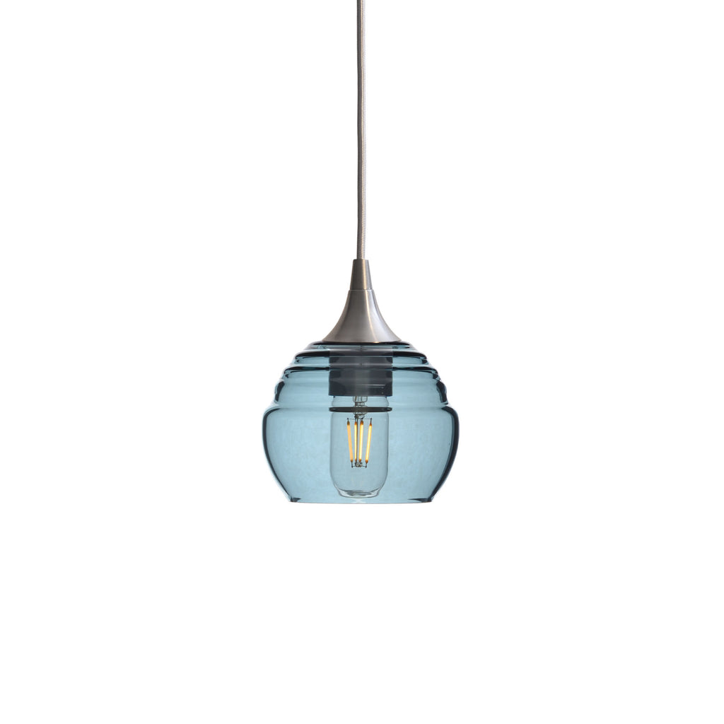 301 Single Pendant Light-Bicycle Glass Co-Brushed Nickel - 4ft Cord-Slate Gray-Bicycle Glass Co
