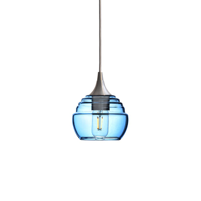 301 Single Pendant Light-Bicycle Glass Co-Brushed Nickel - 4ft Cord-Steel Blue-Bicycle Glass Co
