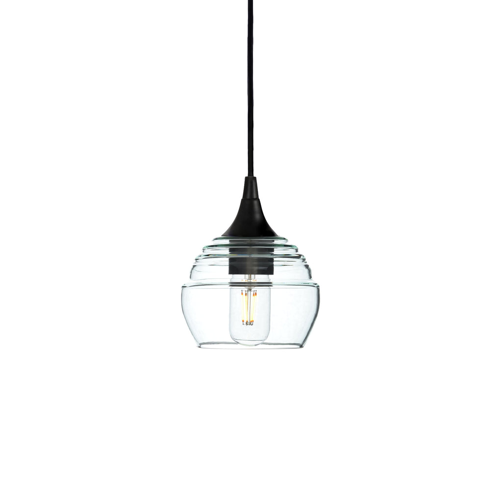 301 Single Pendant Light-Bicycle Glass Co-Matte Black - 4ft Cord-Eco Clear-Bicycle Glass Co