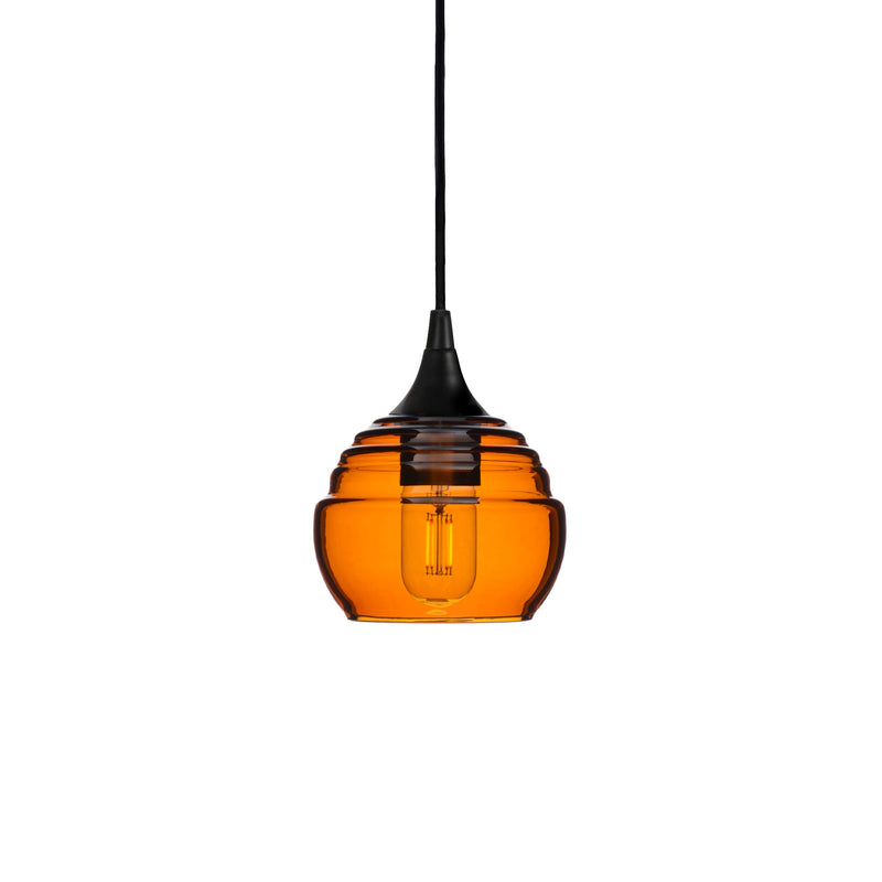 301 Single Pendant Light – Matte Black - 4ft Cord / Golden Amber