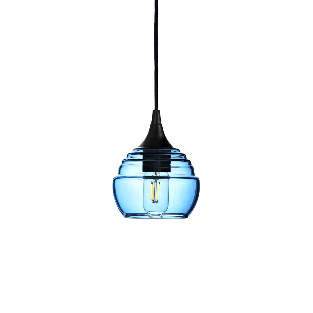 301 Single Pendant Light-Bicycle Glass Co-Matte Black - 4ft Cord-Steel Blue-Bicycle Glass Co