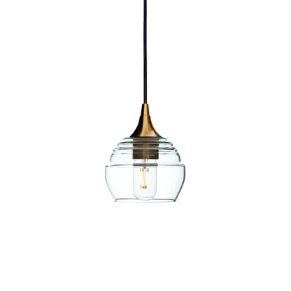 301 Single Pendant Light-Bicycle Glass Co-Polished Brass - 4ft Cord-Eco Clear-Bicycle Glass Co