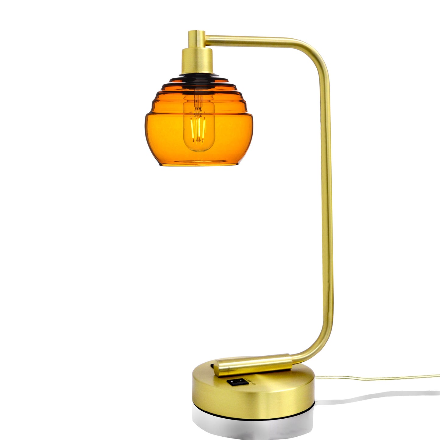 301 Table Lamp-Glass-Bicycle Glass Co - Hotshop-Golden Amber-Satin Brass-Bicycle Glass Co