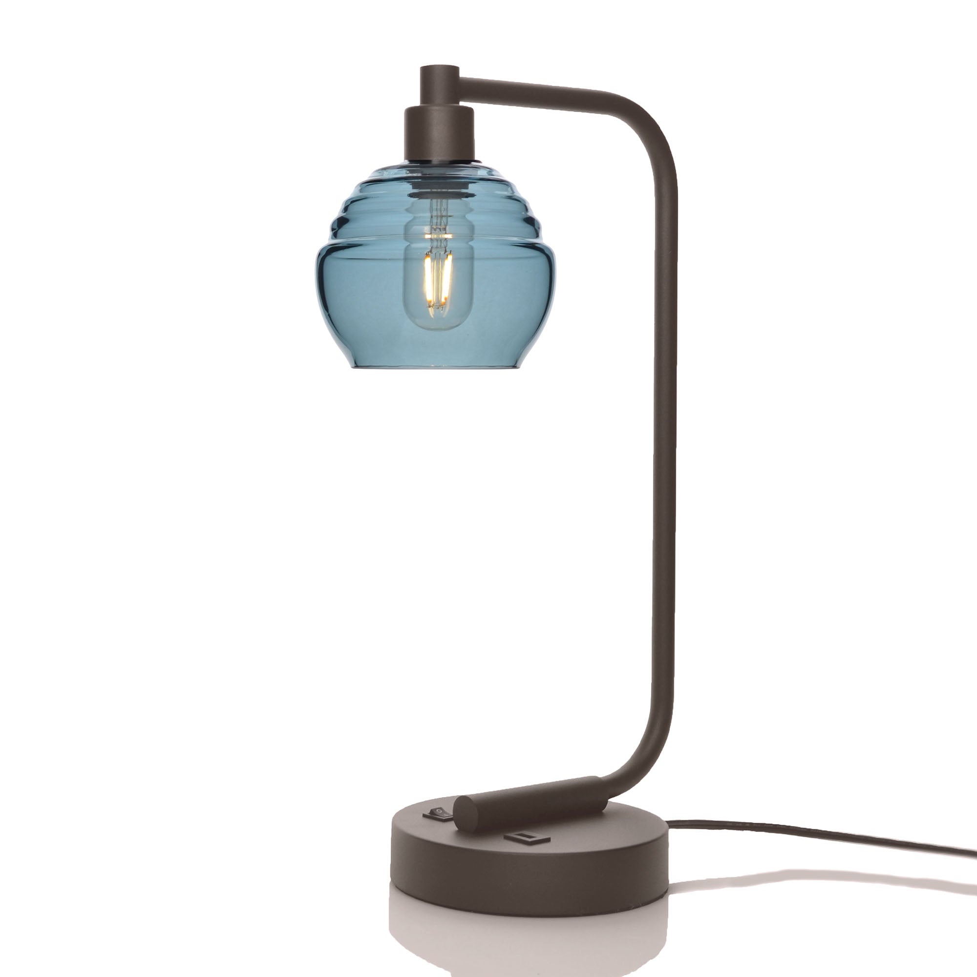 301 Table Lamp-Glass-Bicycle Glass Co - Hotshop-Slate Gray-Dark Bronze-Bicycle Glass Co