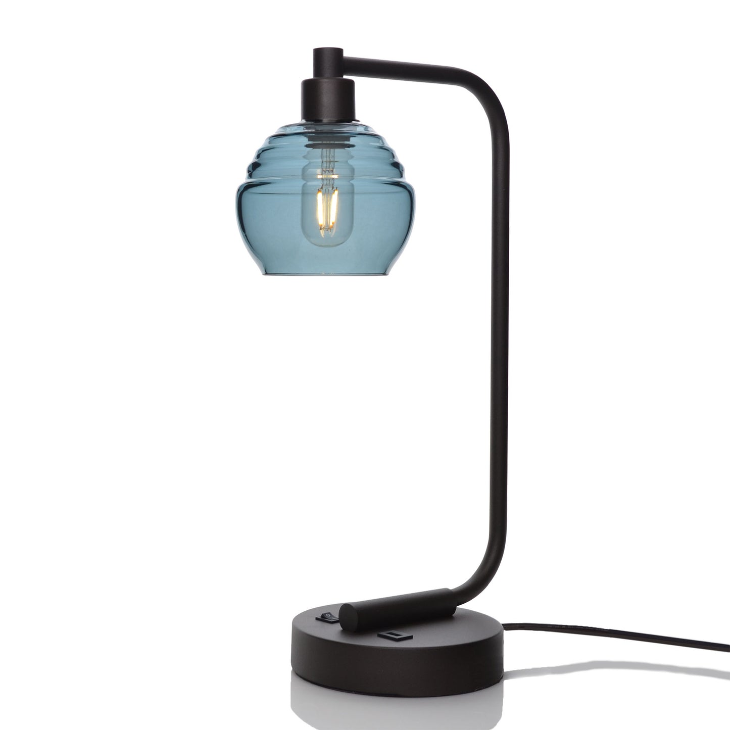 301 Table Lamp-Glass-Bicycle Glass Co - Hotshop-Slate Gray-Matte Black-Bicycle Glass Co