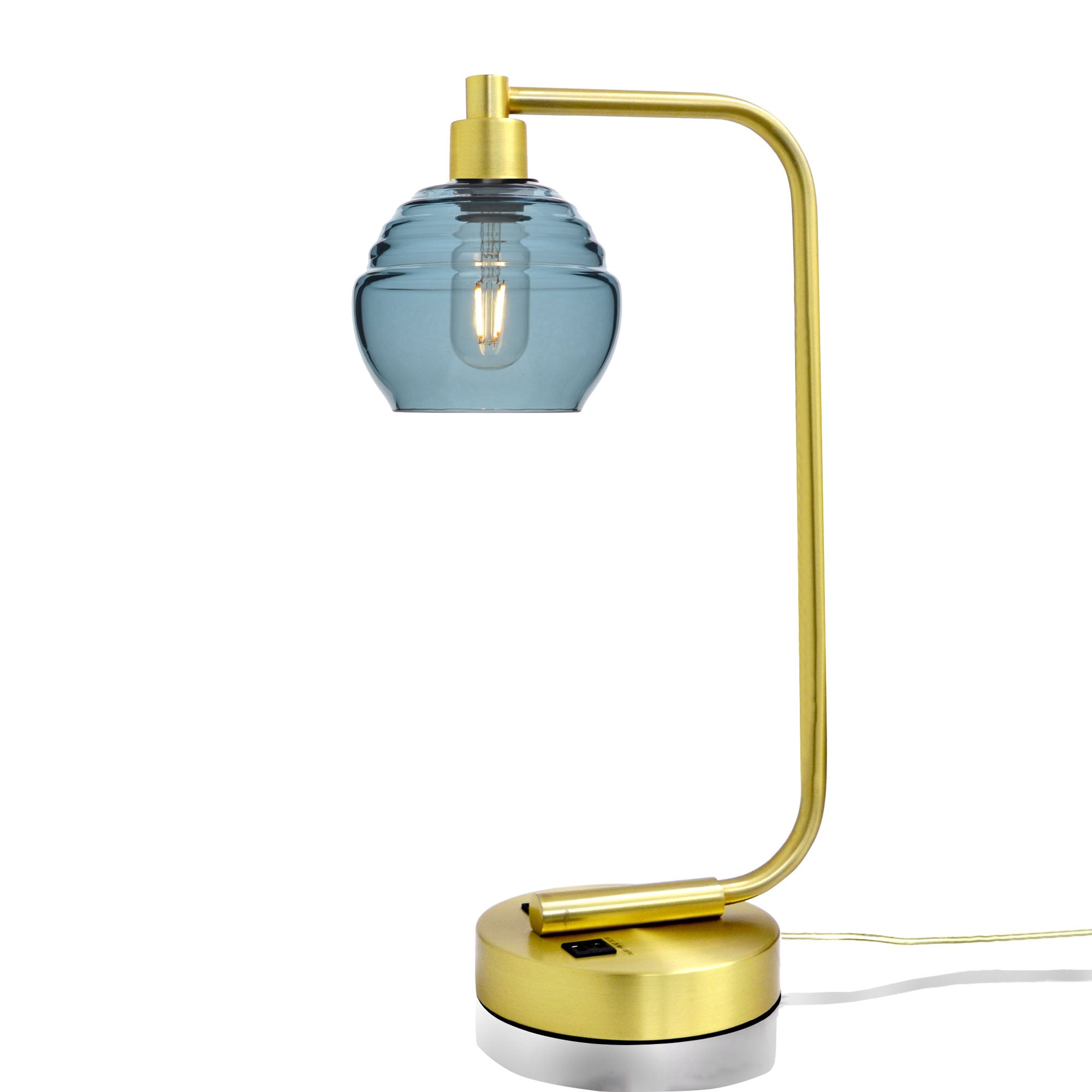 301 Table Lamp-Glass-Bicycle Glass Co - Hotshop-Slate Gray-Satin Brass-Bicycle Glass Co