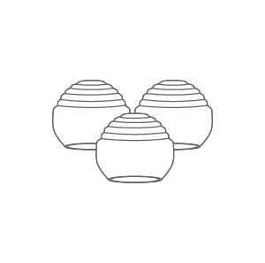 Simplified line drawing of set of three 301 shades.