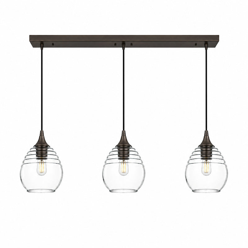 302 3 Pendant Linear Chandelier — Antique Bronze - Custom / Eco Clear