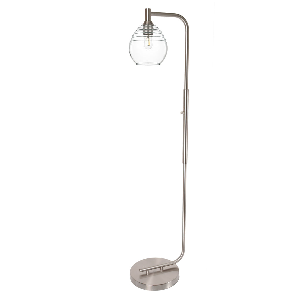302 Floor Lamp-Glass-Bicycle Glass Co - Hotshop-Steel Blue-Brushed Nickel-Bicycle Glass Co