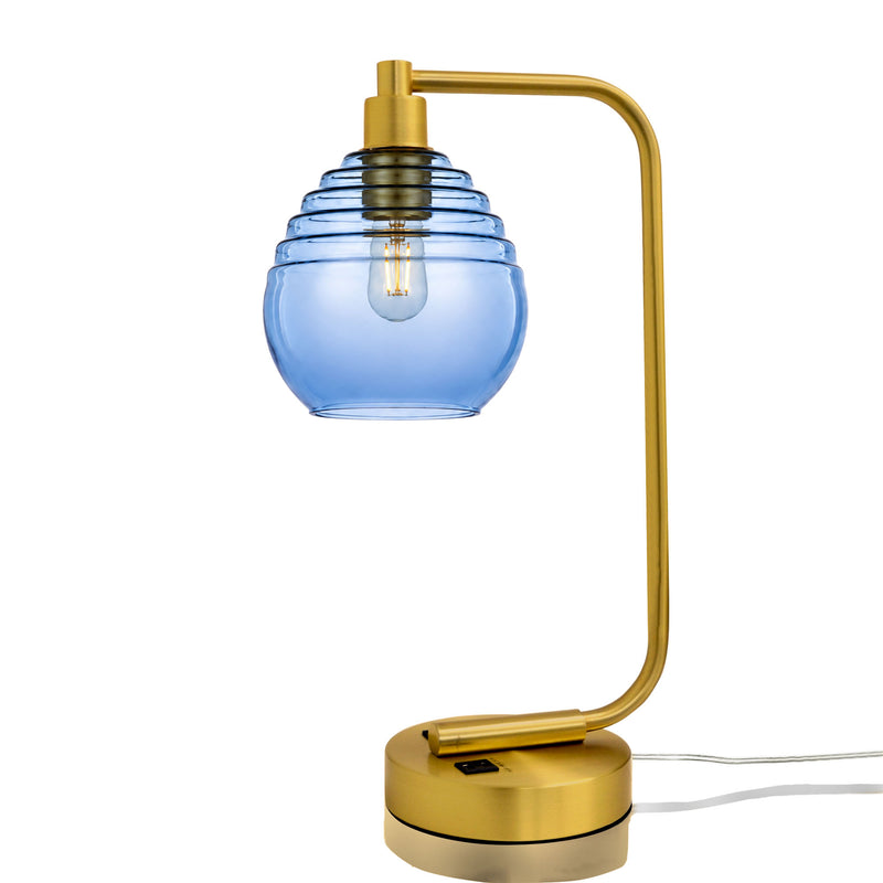 302 Table Lamp — Steel Blue / Satin Brass