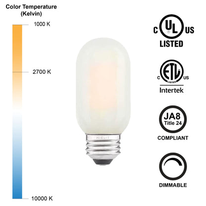 8 Watt Frosted Dimmable Filament Bulb - 2700k-Lightbulb-Bicycle Glass Co - Hardware-Single Bulb-Bicycle Glass Co