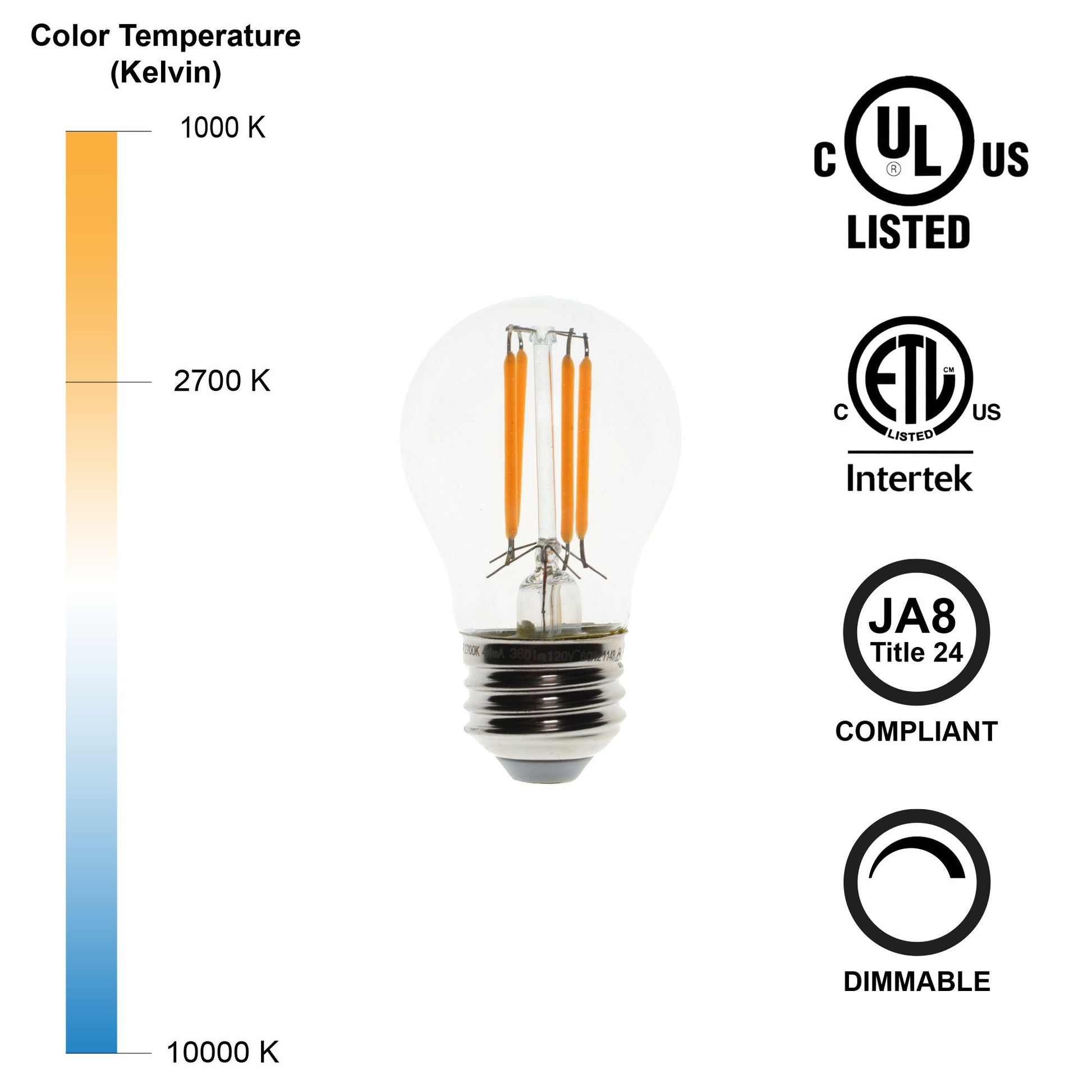 4 Watt Dimmable Filament Bulb - G14 - 2700k-Lightbulb-Bicycle Glass Co - Hardware-Bicycle Glass Co