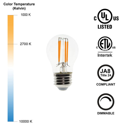 4 Watt Dimmable Filament Bulb - G14 - 2700k-Lightbulb-Bicycle Glass Co - Hardware-Bicycle Glass Co