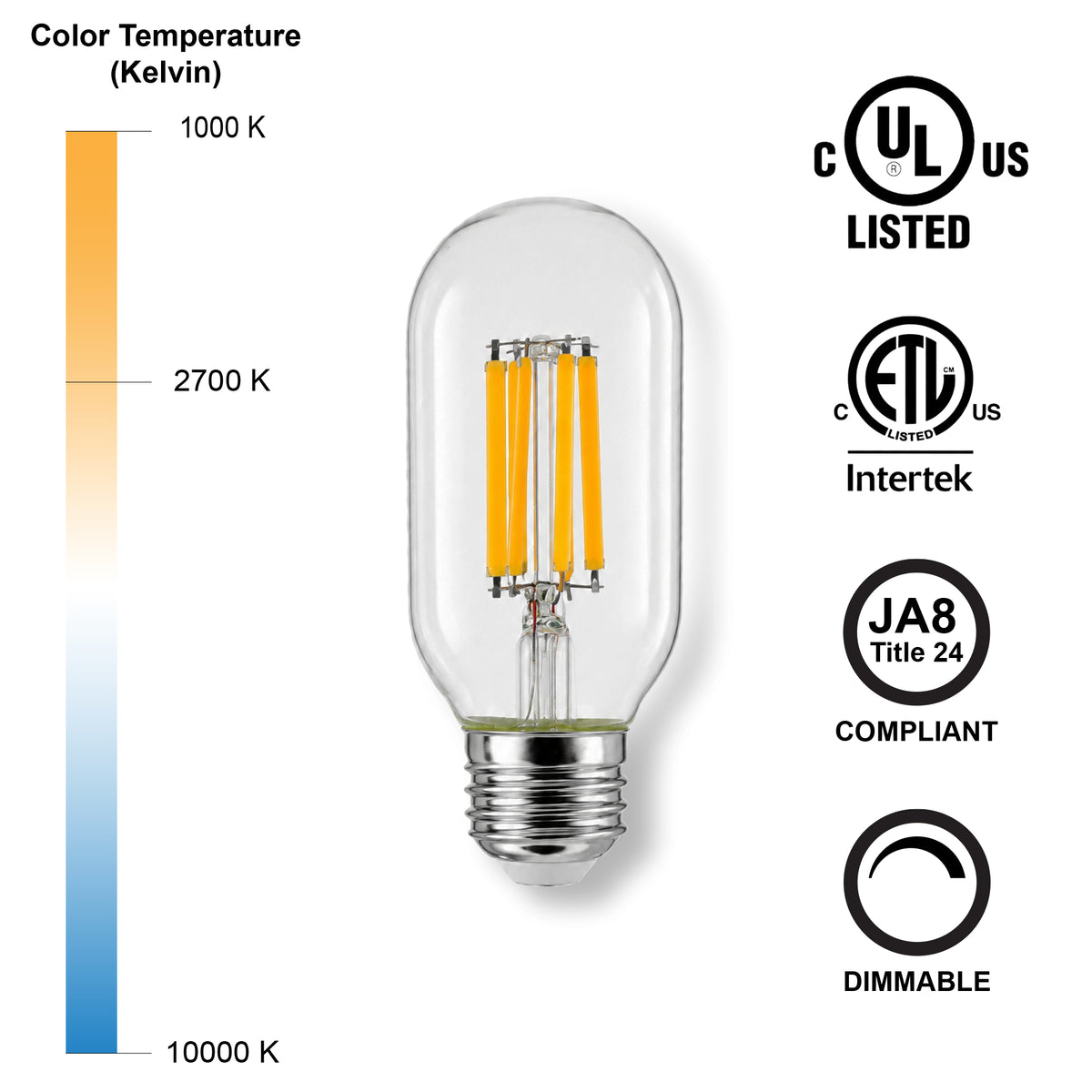 4 Watt LED Filament Bulb (2700k) - Dimmable & Energy-Efficient | Bicycle Glass Co.-Lightbulb-Bicycle Glass Co - Hardware-Single Bulb-Bicycle Glass Co