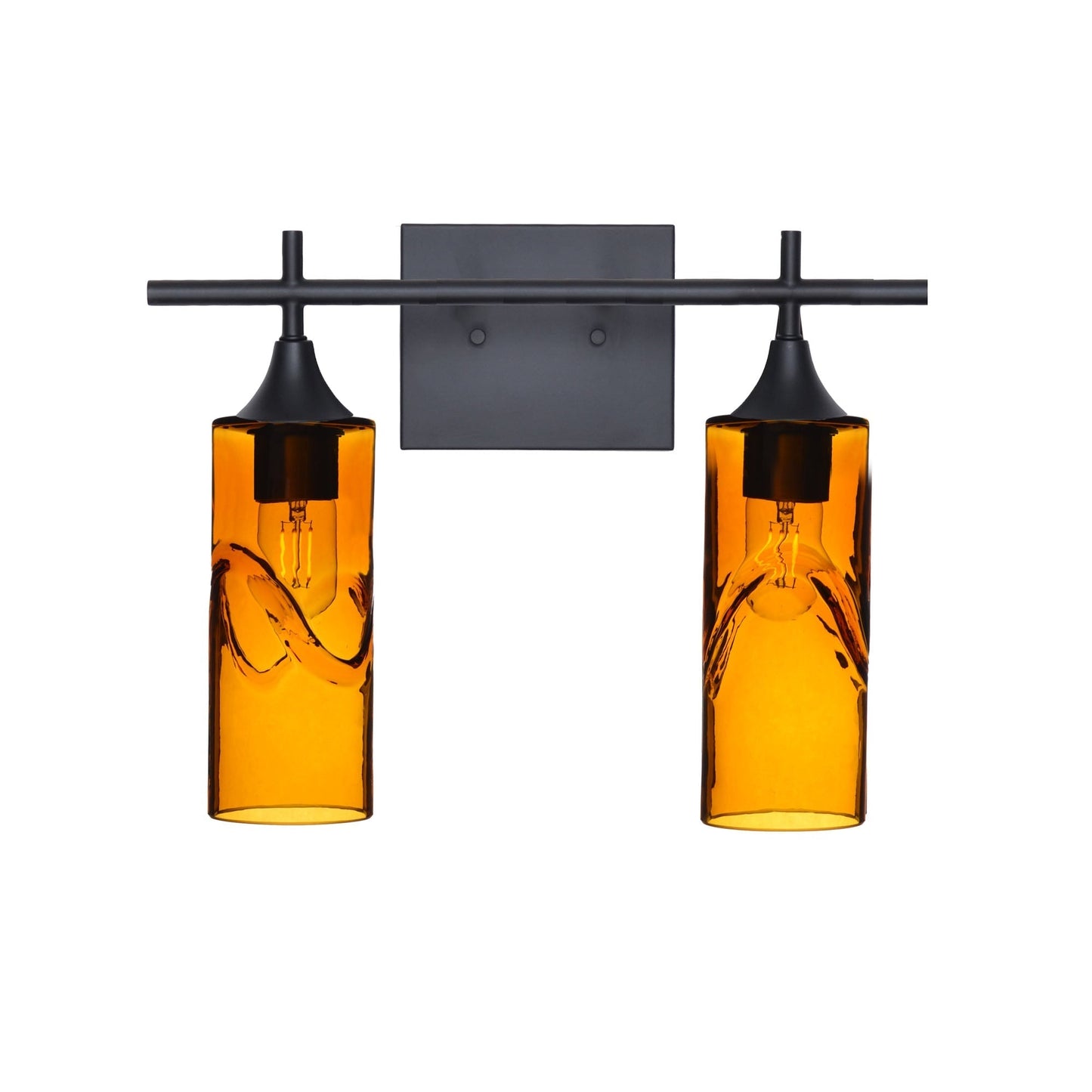 513 2-Light Wall Vanity-Glass-Bicycle Glass Co - Hotshop-Matte Black-Swell-Golden Amber-Bicycle Glass Co