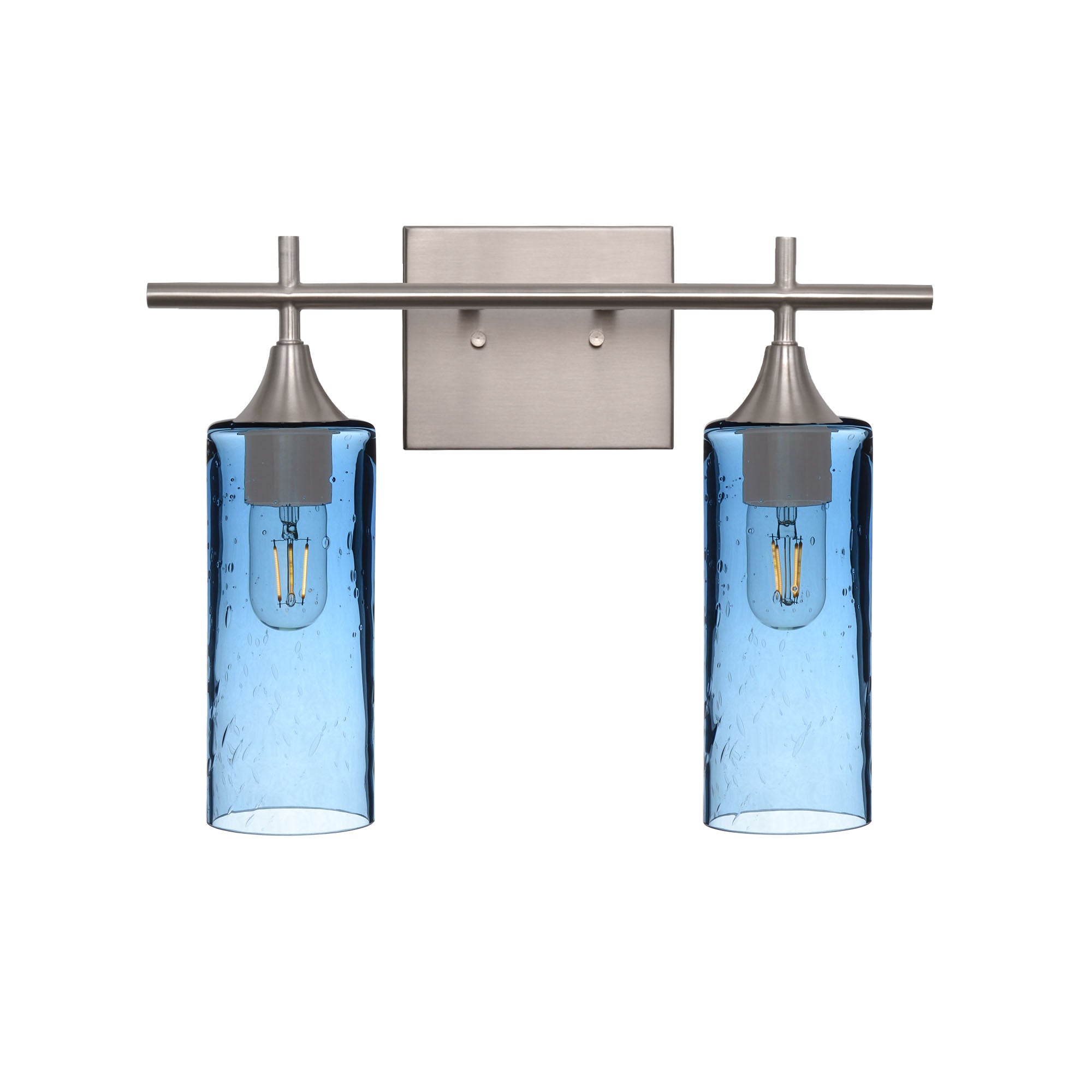 513 2-Light Wall Vanity-Glass-Bicycle Glass Co - Hotshop-Brushed Nickel-Lunar-Steel Blue-Bicycle Glass Co