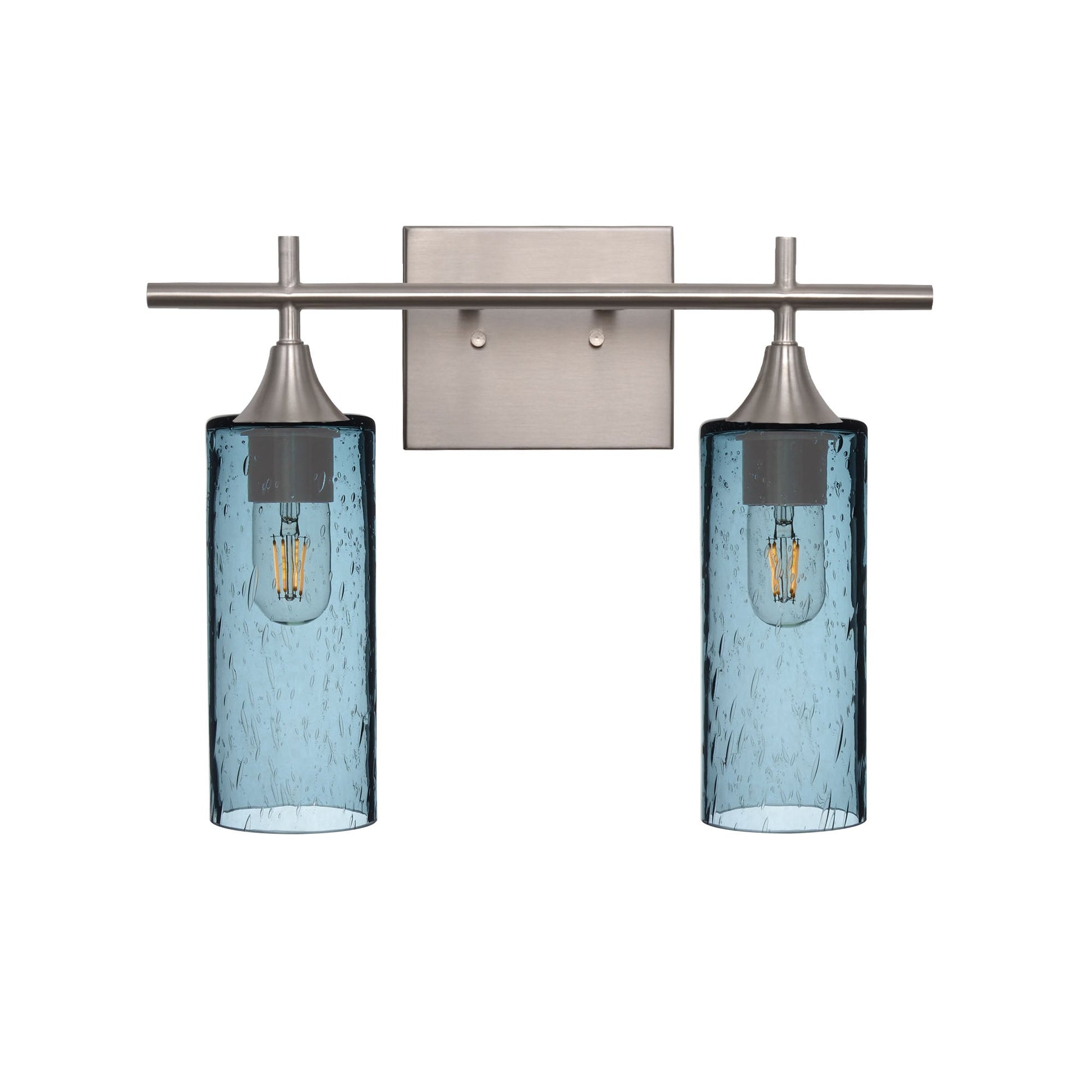 513 2-Light Wall Vanity-Glass-Bicycle Glass Co - Hotshop-Brushed Nickel-Lunar-Steel Blue-Bicycle Glass Co