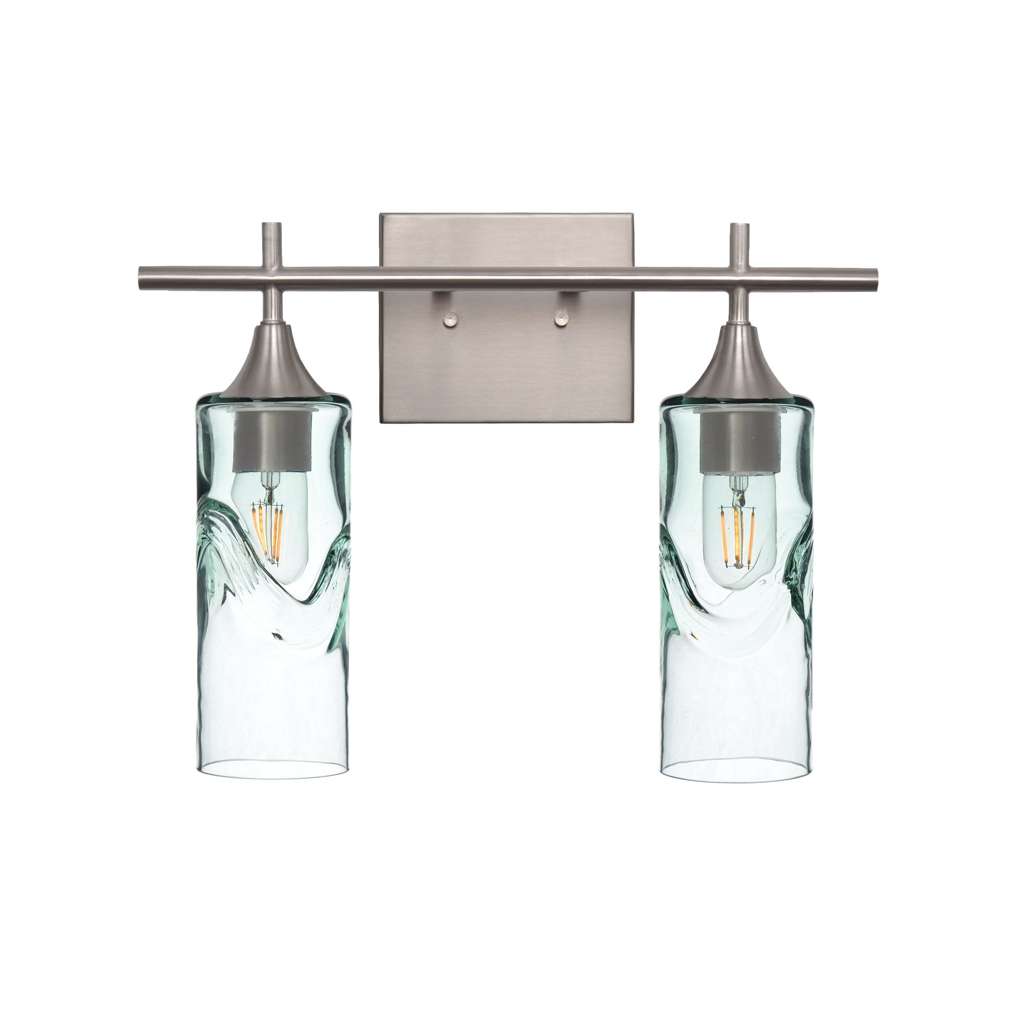 513 2-Light Wall Vanity-Glass-Bicycle Glass Co - Hotshop-Brushed Nickel-Lunar-Steel Blue-Bicycle Glass Co