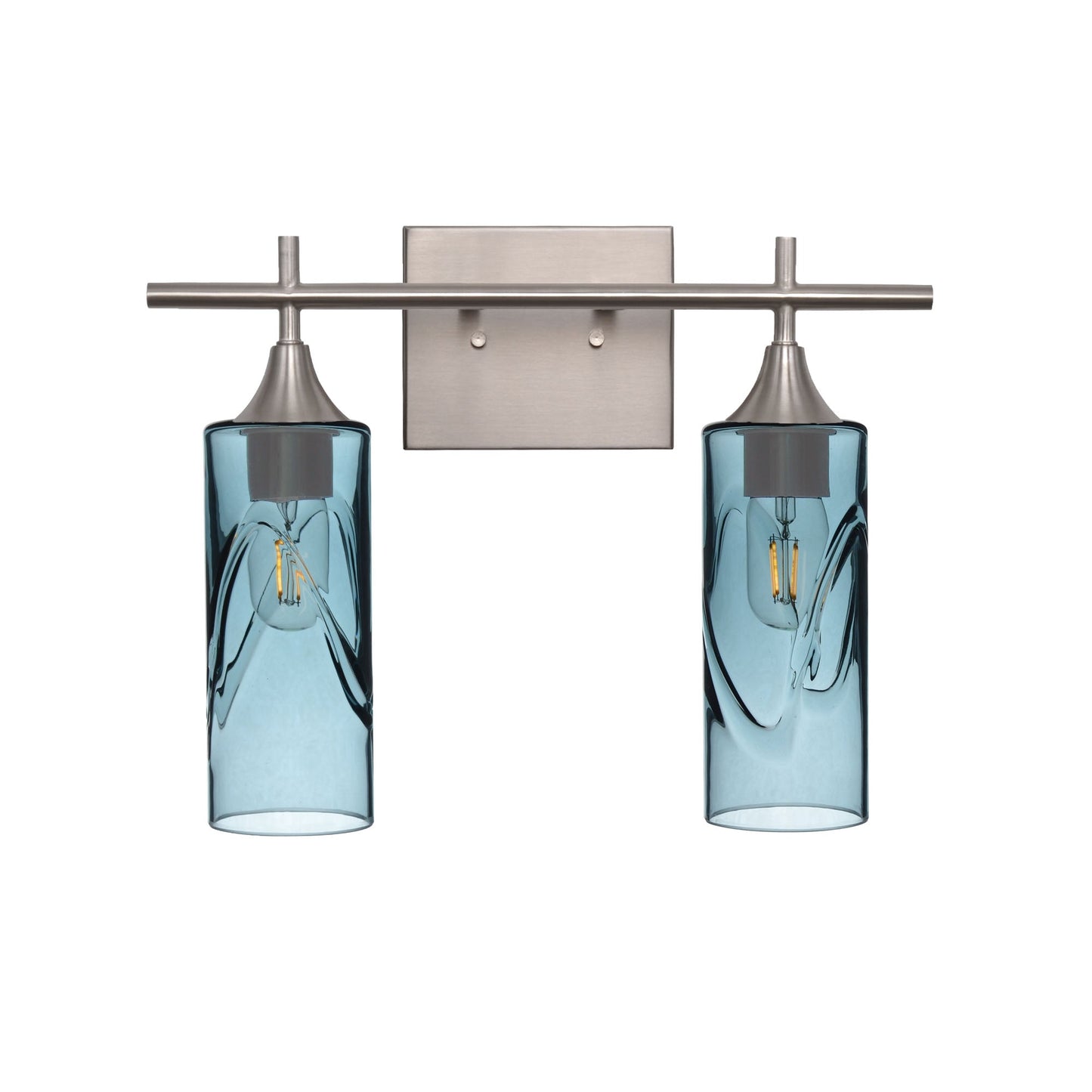 513 2-Light Wall Vanity-Glass-Bicycle Glass Co - Hotshop-Brushed Nickel-Lunar-Steel Blue-Bicycle Glass Co
