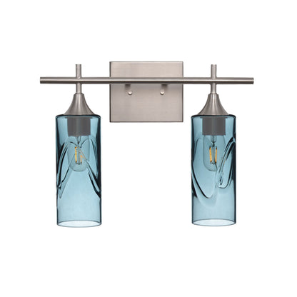 513 2-Light Wall Vanity-Glass-Bicycle Glass Co - Hotshop-Brushed Nickel-Lunar-Steel Blue-Bicycle Glass Co