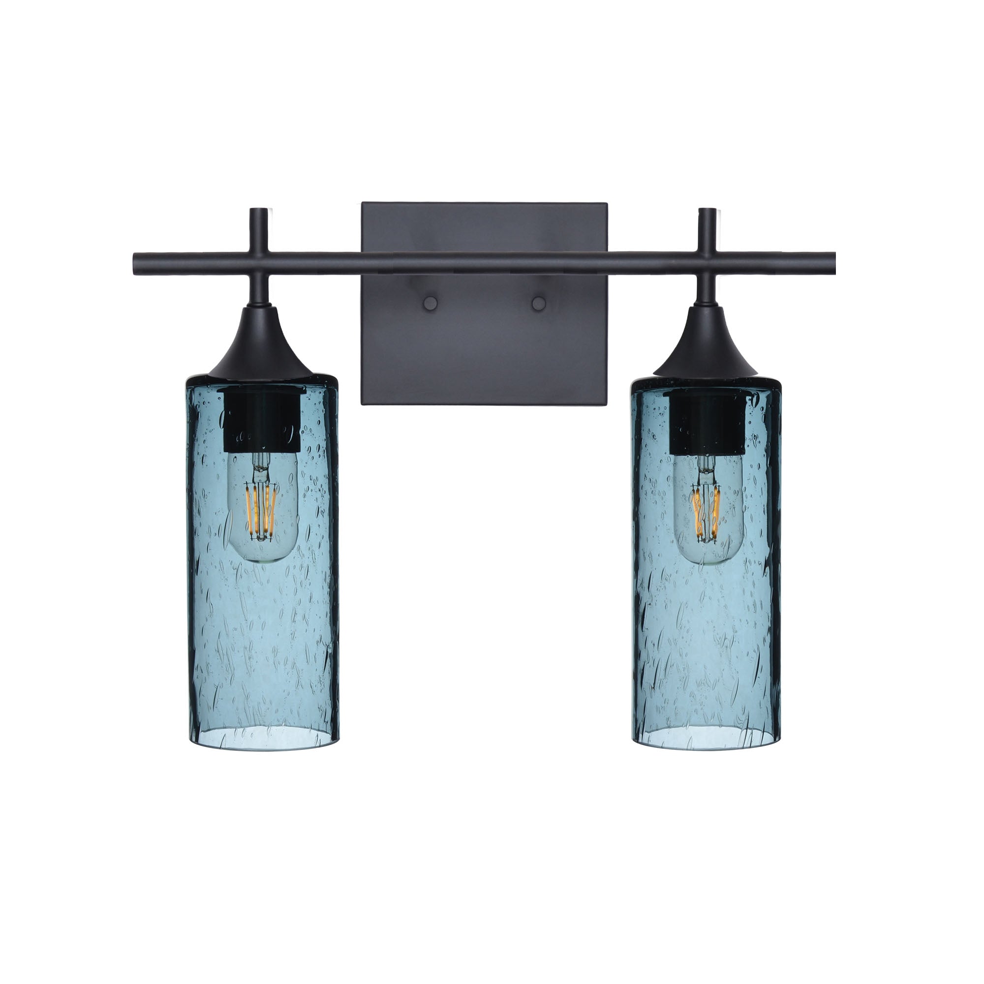 513 2-Light Wall Vanity-Glass-Bicycle Glass Co - Hotshop-Brushed Nickel-Lunar-Steel Blue-Bicycle Glass Co