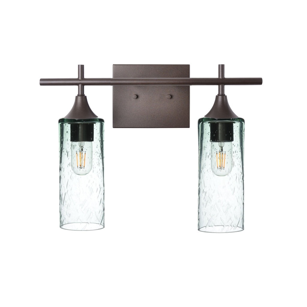 513 2-Light Wall Vanity-Glass-Bicycle Glass Co - Hotshop-Brushed Nickel-Lunar-Steel Blue-Bicycle Glass Co