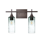 513 2-Light Wall Vanity-Glass-Bicycle Glass Co - Hotshop-Brushed Nickel-Lunar-Steel Blue-Bicycle Glass Co
