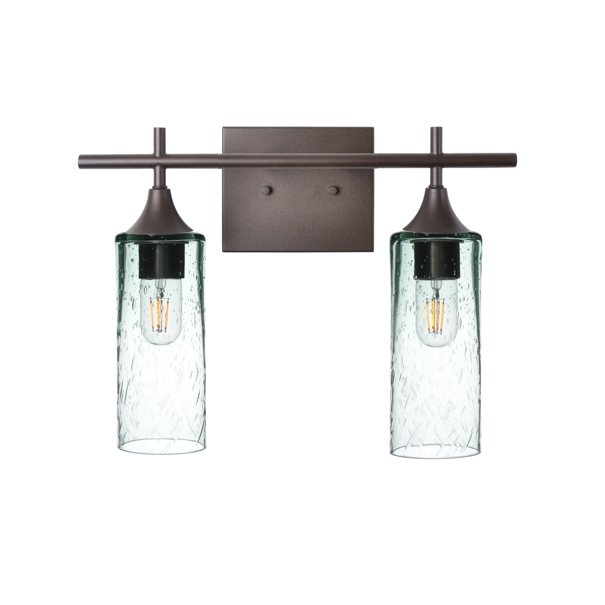 513 2-Light Wall Vanity-Glass-Bicycle Glass Co - Hotshop-Brushed Nickel-Lunar-Steel Blue-Bicycle Glass Co