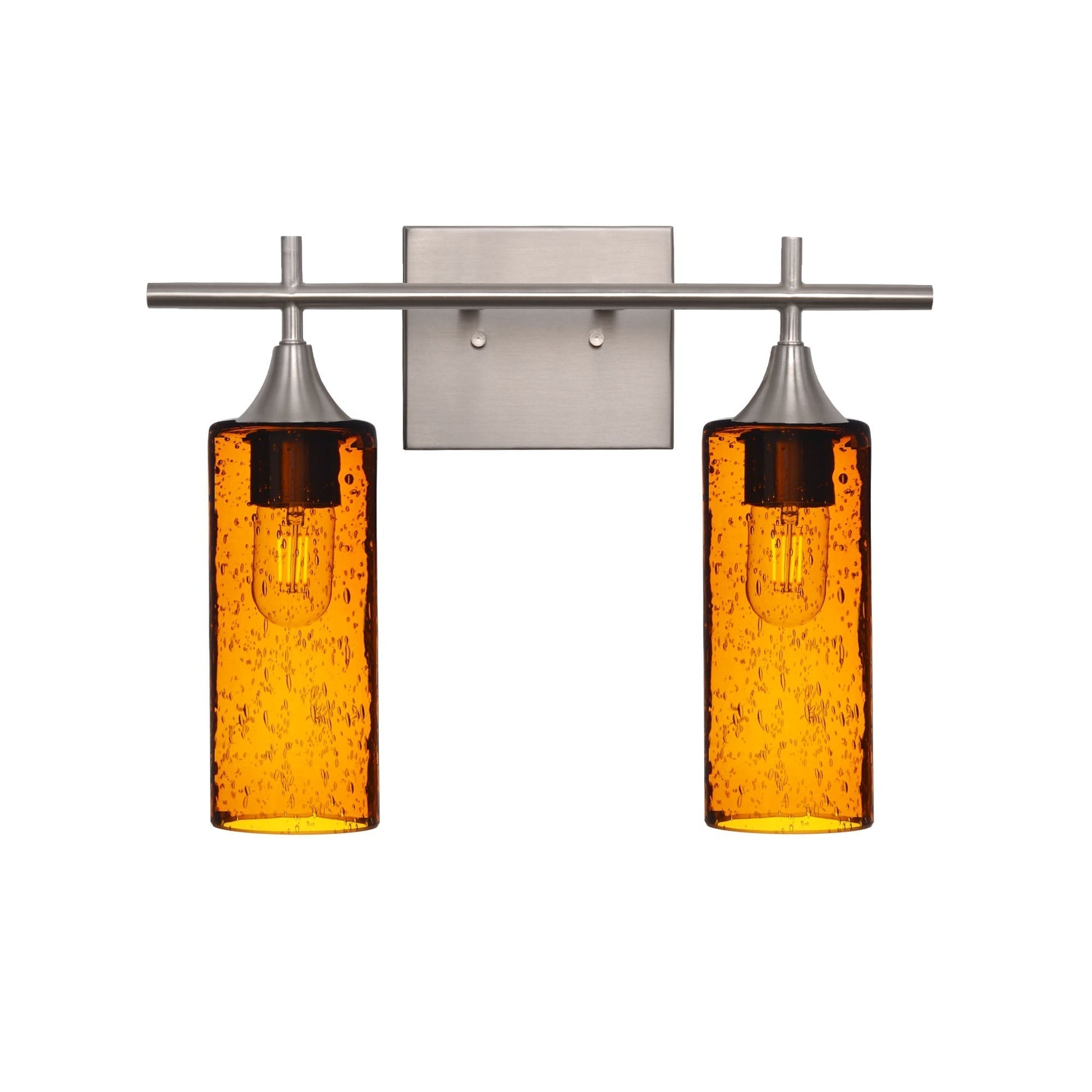 513 2-Light Wall Vanity-Glass-Bicycle Glass Co - Hotshop-Brushed Nickel-Lunar-Golden Amber-Bicycle Glass Co
