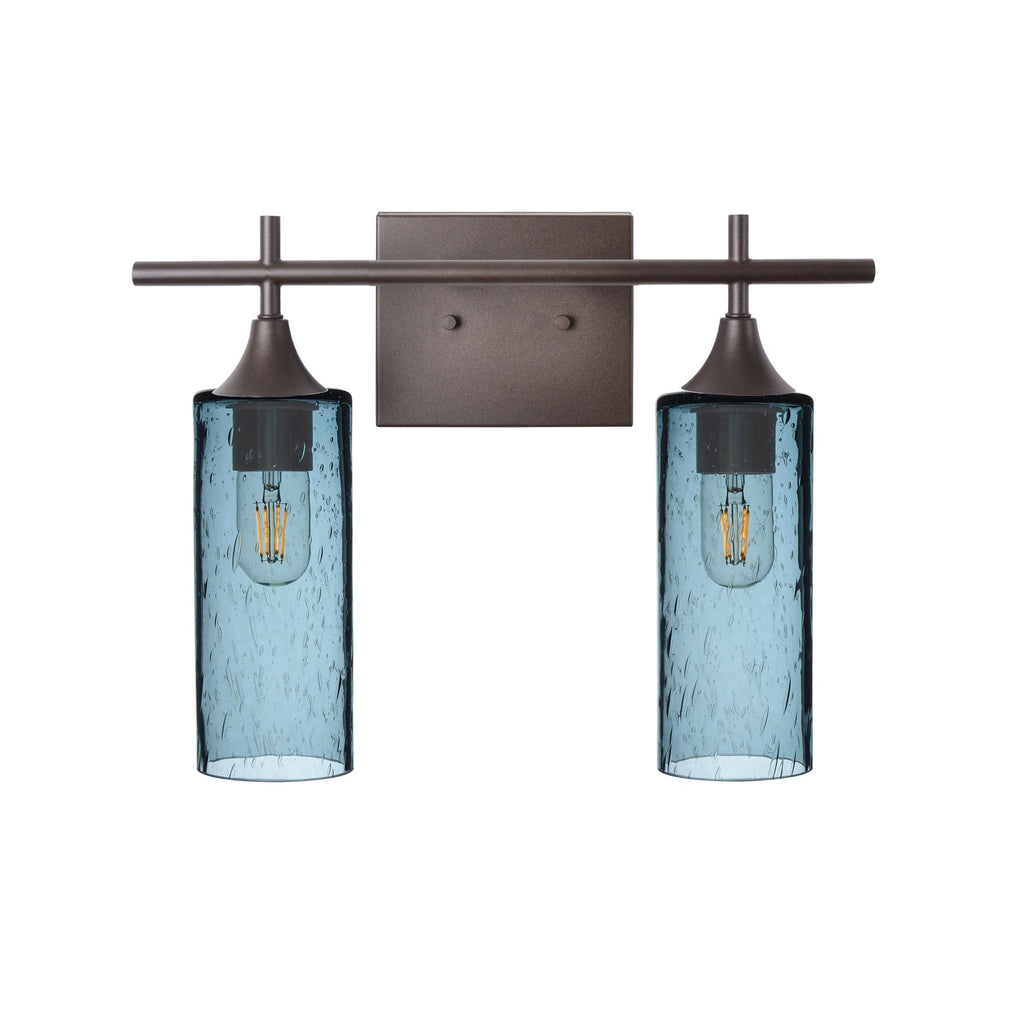 513 2-Light Wall Vanity-Glass-Bicycle Glass Co - Hotshop-Brushed Nickel-Lunar-Steel Blue-Bicycle Glass Co