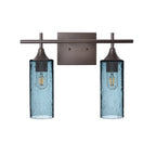 513 2-Light Wall Vanity-Glass-Bicycle Glass Co - Hotshop-Brushed Nickel-Lunar-Steel Blue-Bicycle Glass Co
