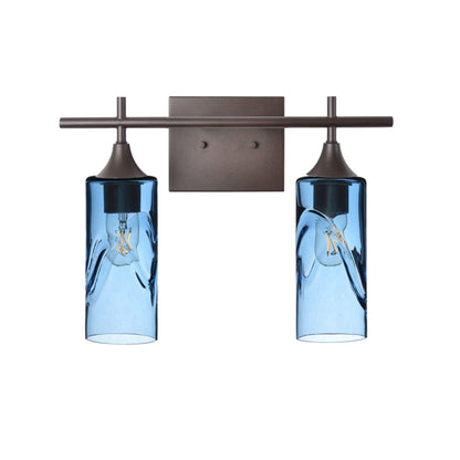 513 2-Light Wall Vanity-Glass-Bicycle Glass Co - Hotshop-Brushed Nickel-Lunar-Steel Blue-Bicycle Glass Co