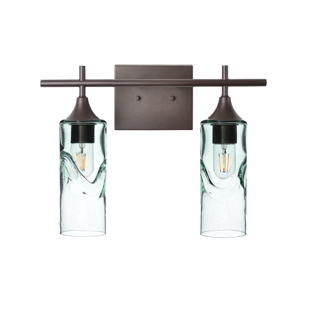 513 2-Light Wall Vanity-Glass-Bicycle Glass Co - Hotshop-Brushed Nickel-Lunar-Steel Blue-Bicycle Glass Co