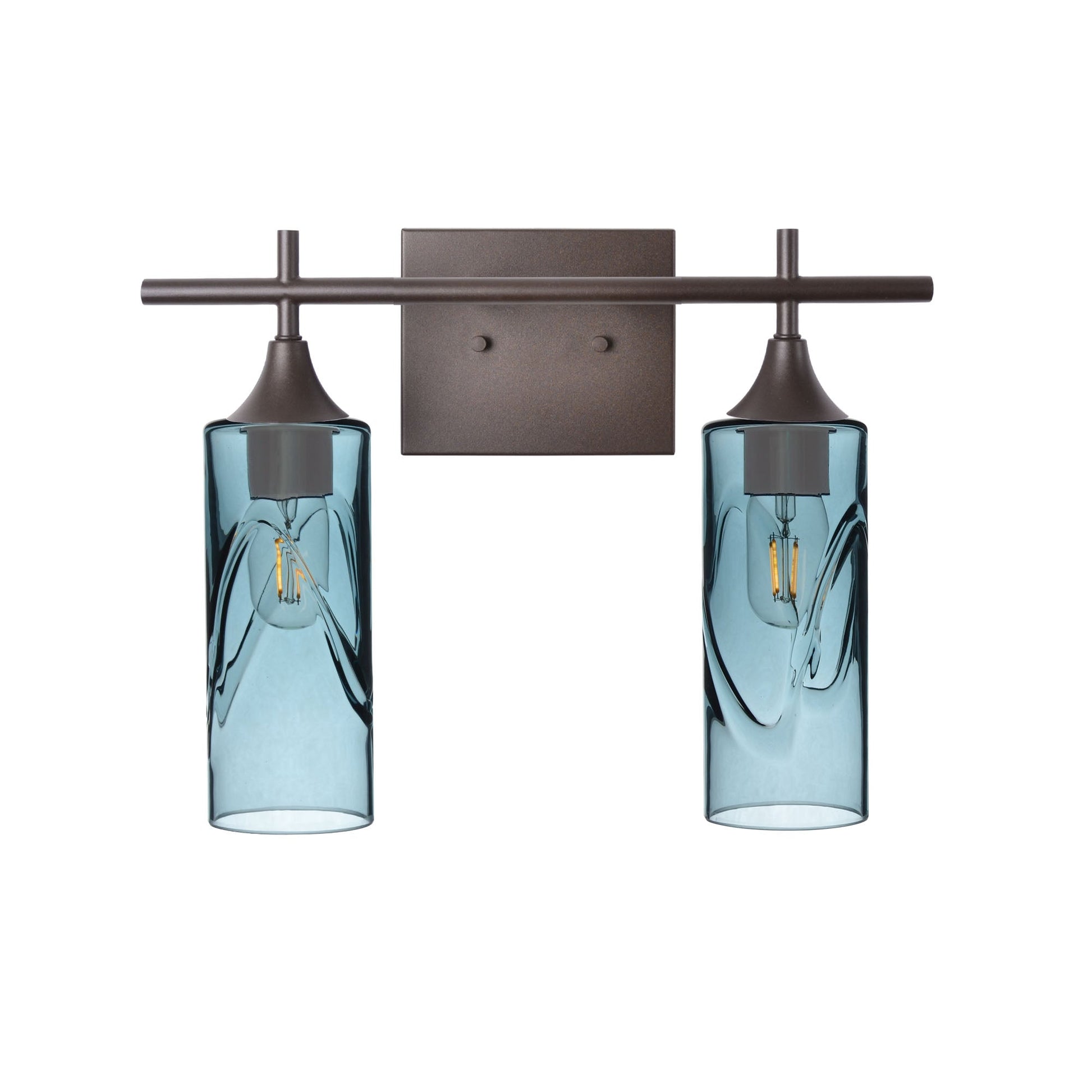 513 2-Light Wall Vanity-Glass-Bicycle Glass Co - Hotshop-Brushed Nickel-Lunar-Steel Blue-Bicycle Glass Co