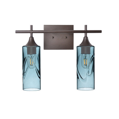 513 2-Light Wall Vanity-Glass-Bicycle Glass Co - Hotshop-Brushed Nickel-Lunar-Steel Blue-Bicycle Glass Co